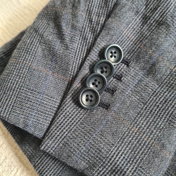 M.J. Bale wool blazer / suit jacket, navy and charcoal checked / plaid, 42R - Picture 13 of 17